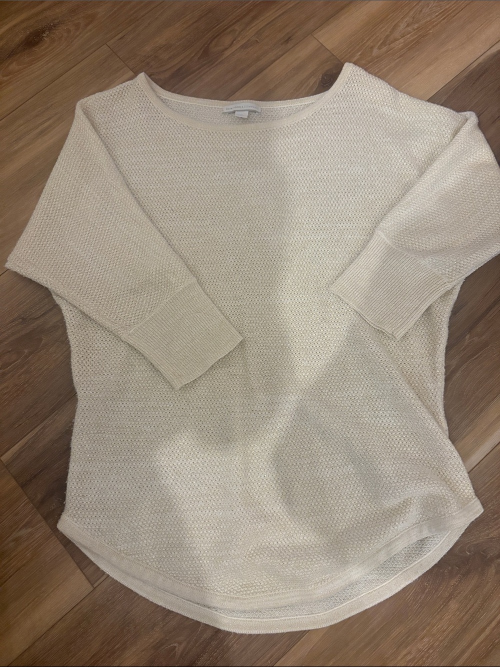 New York & Company Cream Scoop Neck Knit Pullover